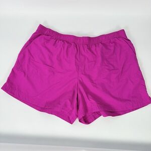 Columbia Pink Nylon Shorts Womens XL Elastic Waist Zip Pocket Outdoor